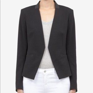 Theory Black Lanai Leather Trim Blazer Size 2
